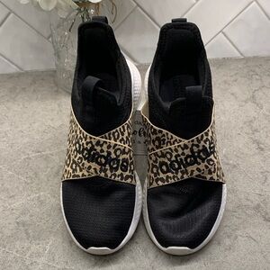 adidas Black Slip-On Sneakers with Leopard Cross Strap